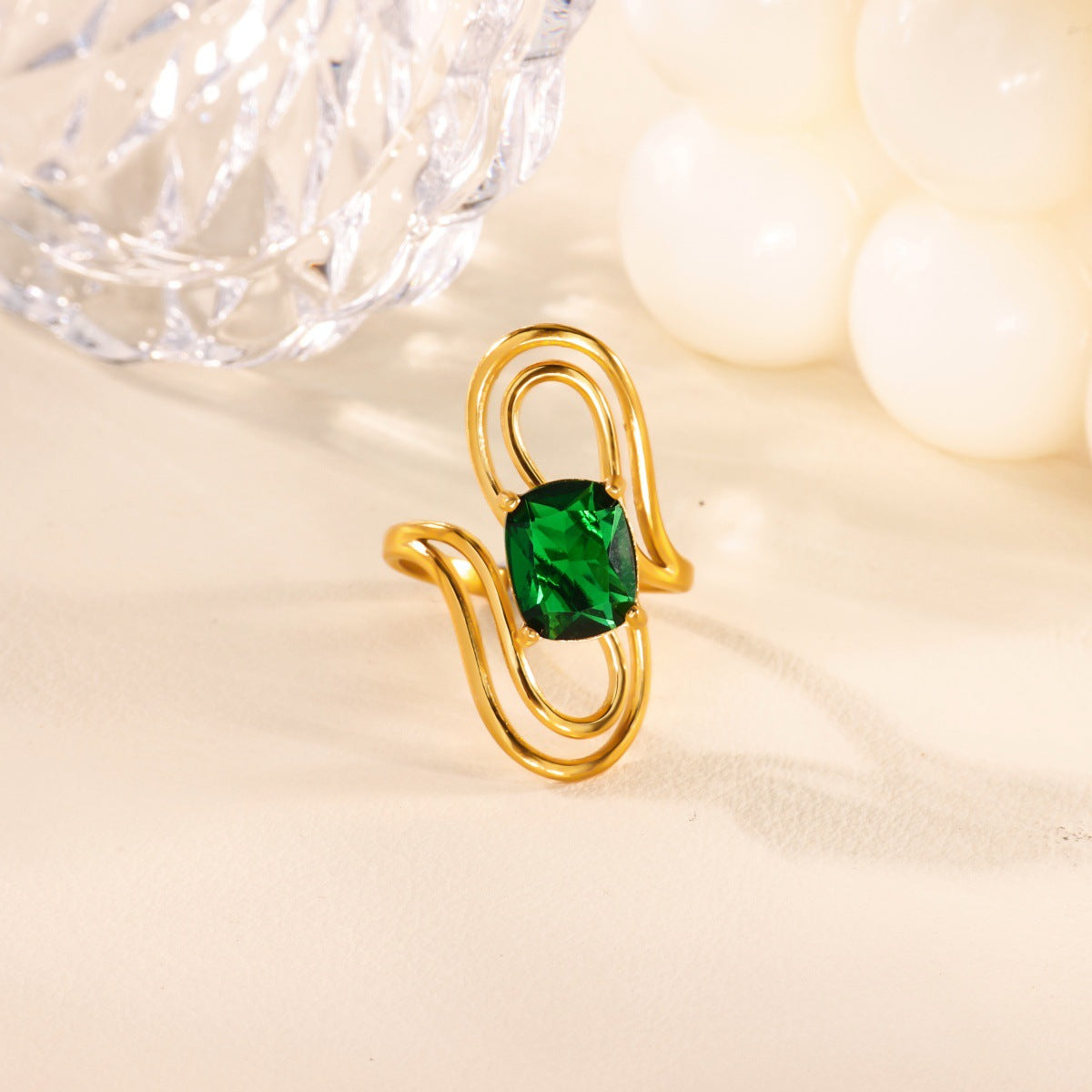 Women's Gold-plated Stainless Steel Geometric High-grade Open Ring