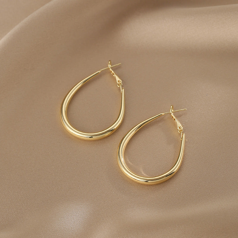 Circle Metal Water Drop Design Sense Earrings