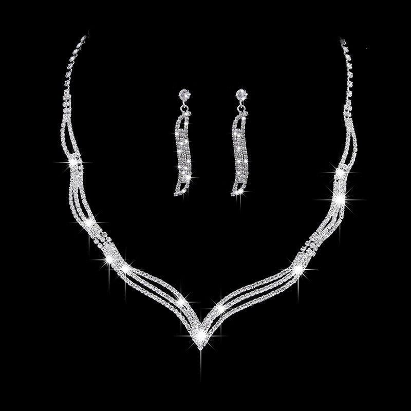 Claw Chain Rhinestone Bridal Eardrop Banquet Necklaces