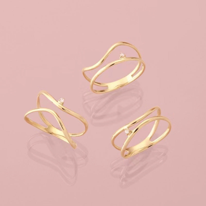 Double-sided Curve Fine Rhinestone Titanium Steel Gold Bracelet