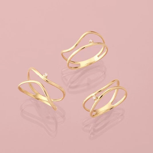 Double-sided Curve Fine Rhinestone Titanium Steel Gold Bracelet