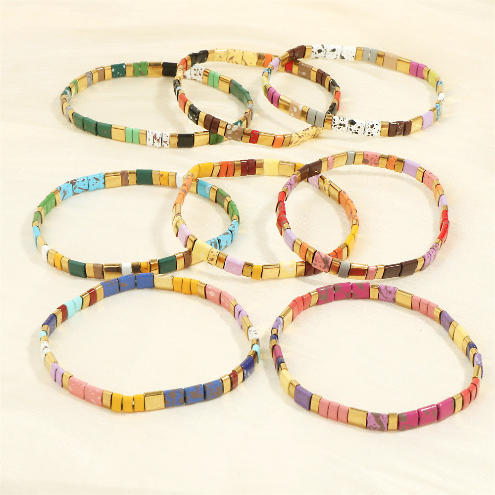 Women's Pull Beaded Simple Bohemian Hand-woven Elastic Bracelets