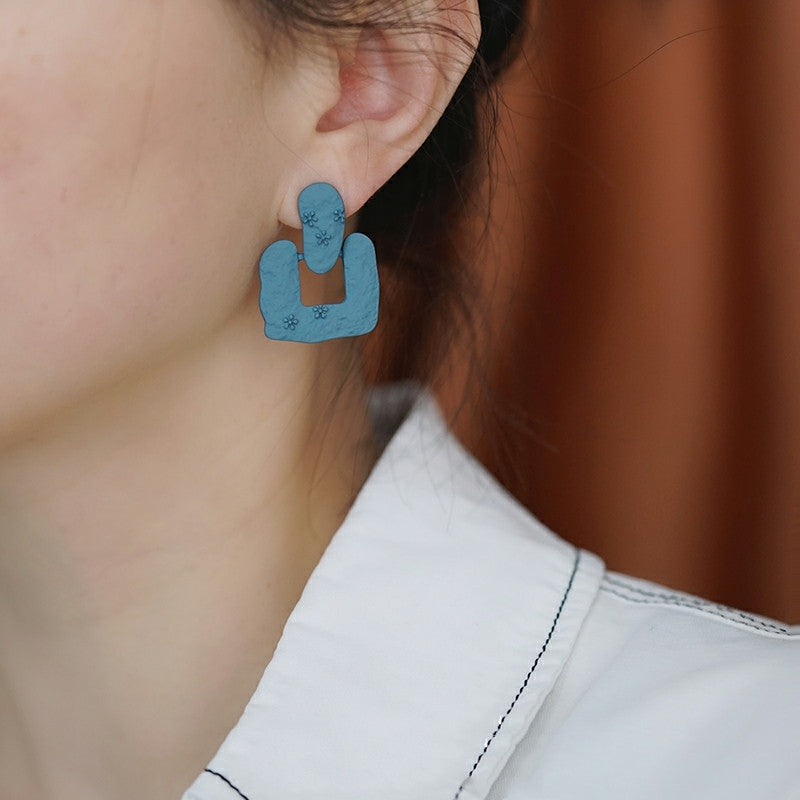 Blue Matte Texture Cute Style Creative Exaggerating Earrings