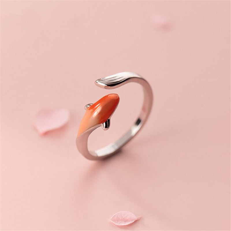 Enamel Color Auspicious Gradient Lucky Koi Chinese Ring