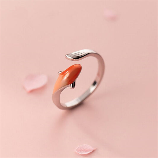 Enamel Color Auspicious Gradient Lucky Koi Chinese Ring