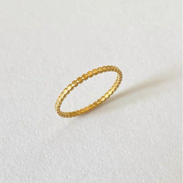 Women's Flat Round Titanium Steel Stacked Fashion Unique Design Index Rings