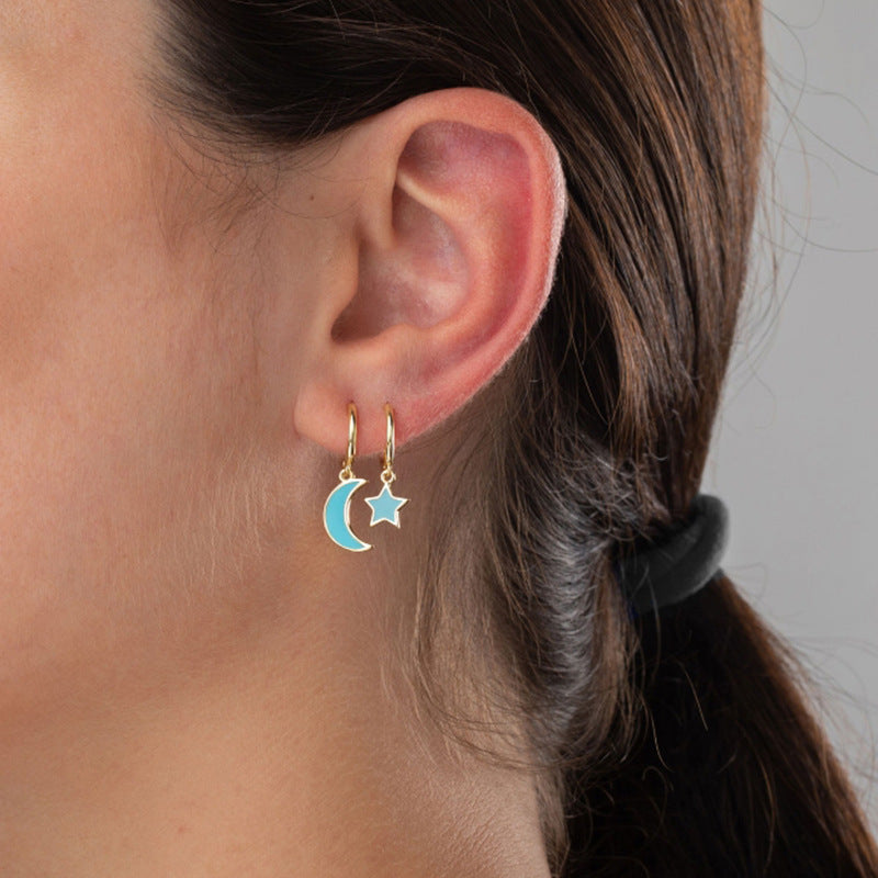 Colorful Oil Ear Clips Fashion Style Stud Earrings