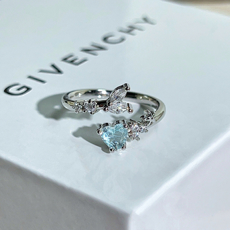 Glacier Blue Dream Cold Sea Enamel Butterfly Ring