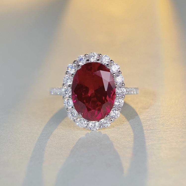 Sterling Sier Diamond Inlaid Zircon Colored Rings