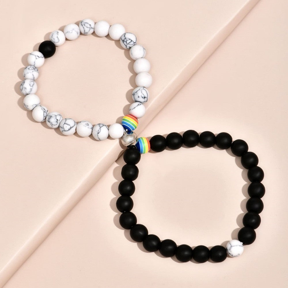 Charming Frosted Gemstone Two-piece Beaded Suit Bracelet