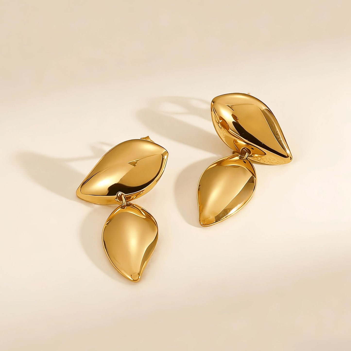 Personality Stainless Steel Asymmetric Retro Exaggerated Irregular Double Leaf Special Rings