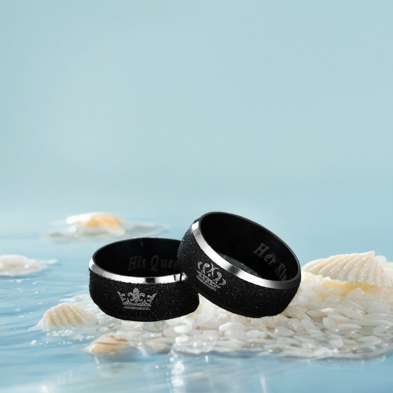 Graceful Crown Queen Couple Pair Style Rings