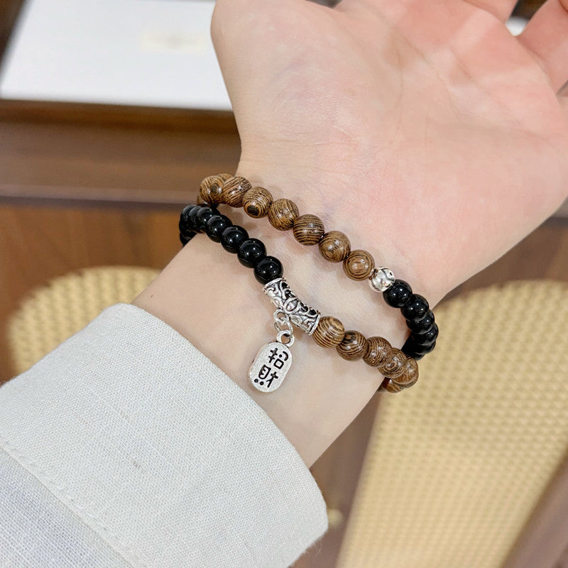 Frame Glass Bead Double Circle Niche National Style Advanced Bracelet