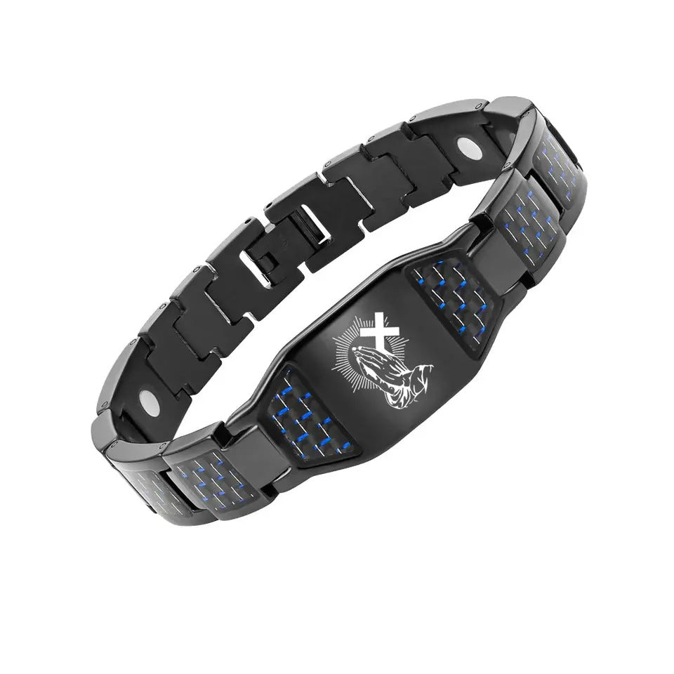 Men's Titanium Steel Gold-plated Carbon Fiber Magnet Bracelets
