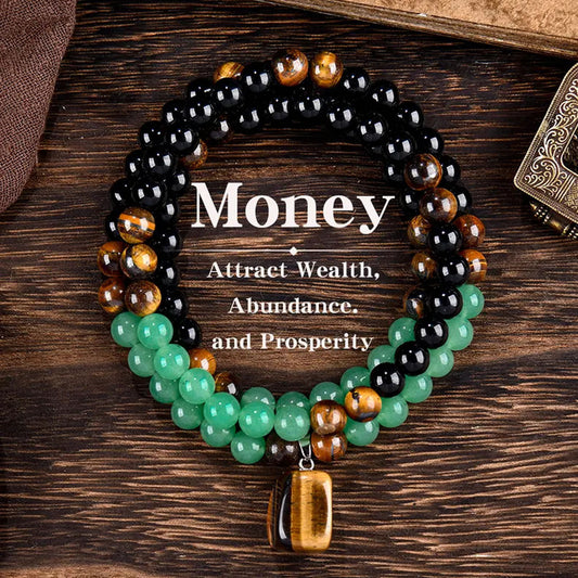 Women's & Men's Tigereye Square Plate Wealth Guard Beaded For Chinese National Pendants