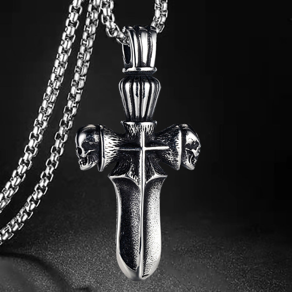 Men's Personality Cross Stainless Steel Skull Titanium Necklaces