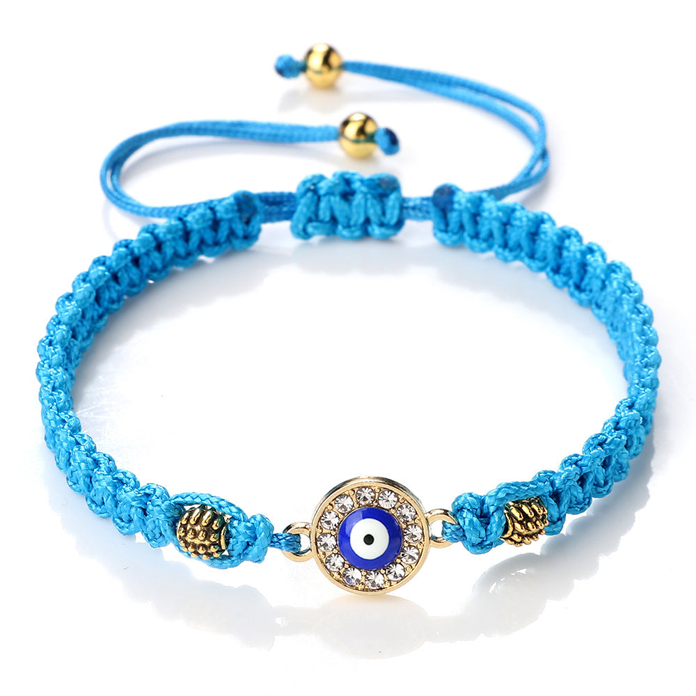 Women's & Men's Red Rope Safety Lock Devil's Eye Diamond Woven Hand Bracelet