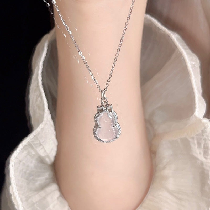Women's Gourd Summer Versatile Chinese Style White Chalcedony High-grade Necklace