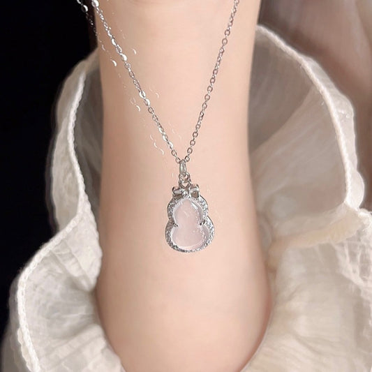 Women's Gourd Summer Versatile Chinese Style White Chalcedony High-grade Necklace