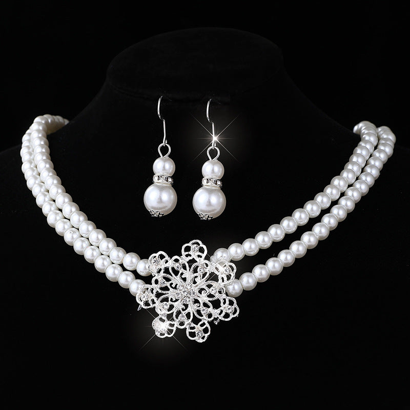 Comfortable Classy Bridal Full Diamond Clavicle Jewelry Set