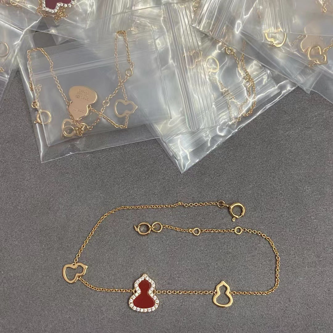 Small Medium V Gold Female Red Agate White Shell Light Necklace