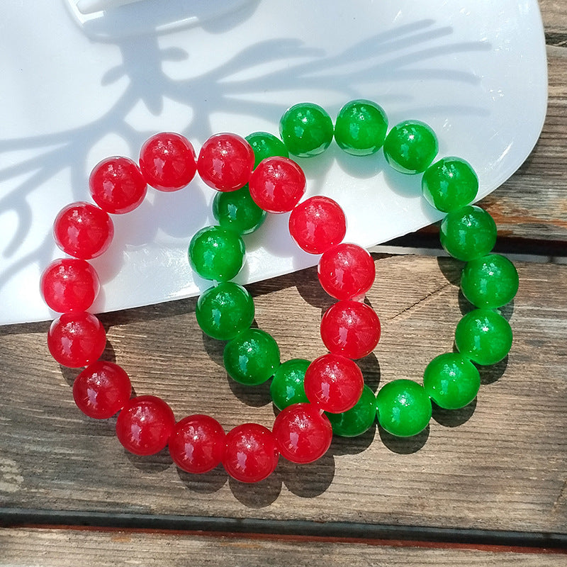 Women's High Ice Green Chalcedony Round Beads Imitation Jade Light Luxury Bracelets