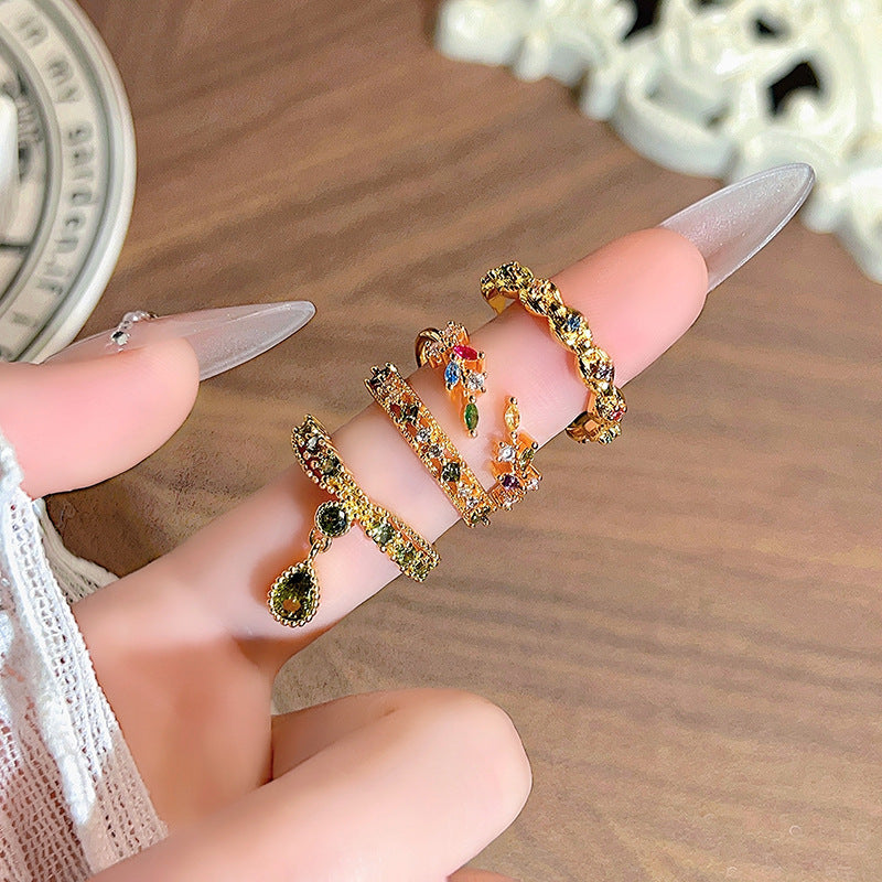 Twist Colored Gems Full Diamond Color Zirconium Ring