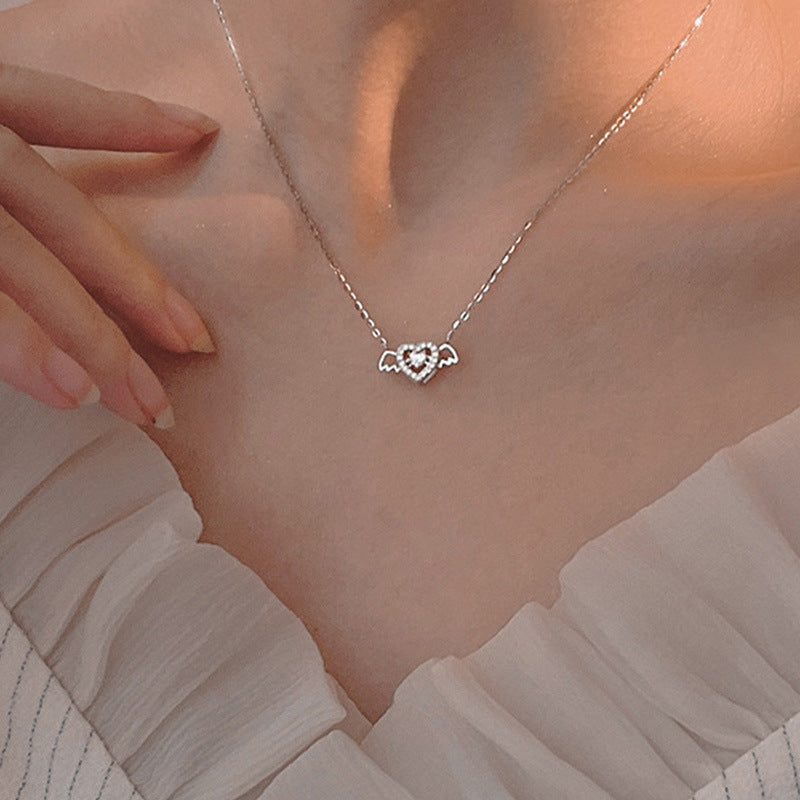 Korean Cupid Heart Female Niche Angel Necklaces