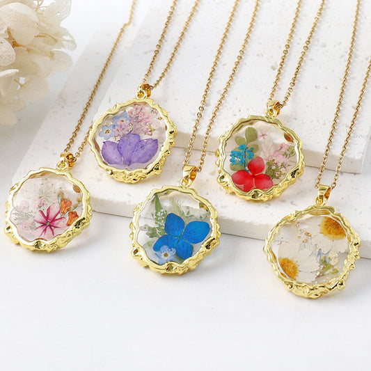 Flower Eternal Real Ornament Transparent Resin Pendants