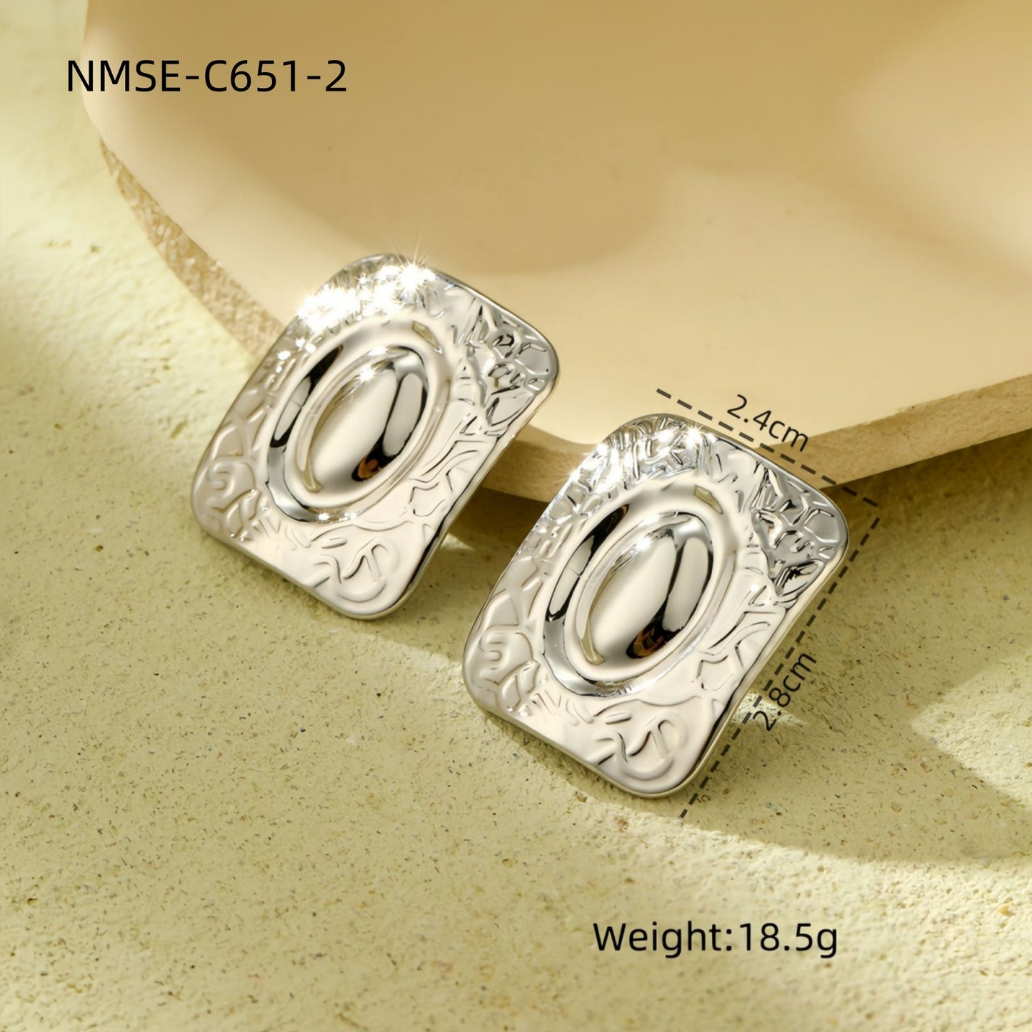 Square Titanium Steel Five-pointed Star High-grade Earrings