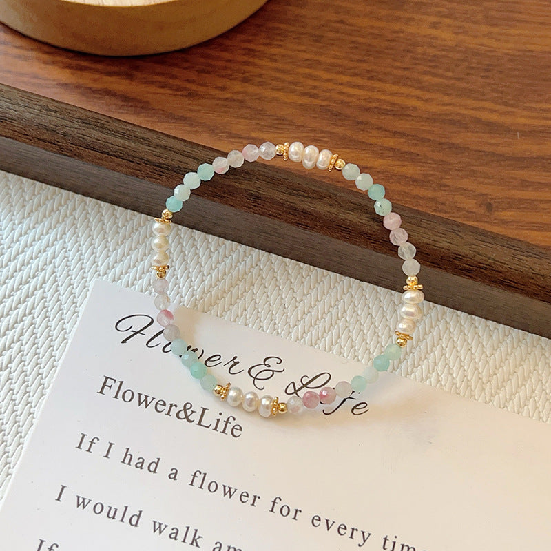 Natural Stone Crystal String Beads Style Design Dopamine Bracelet
