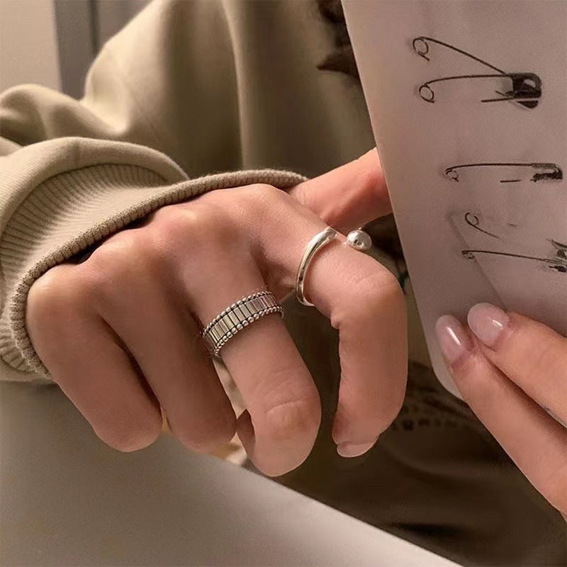 Sier Irregular Geometric Fashion Personalized Index Ring