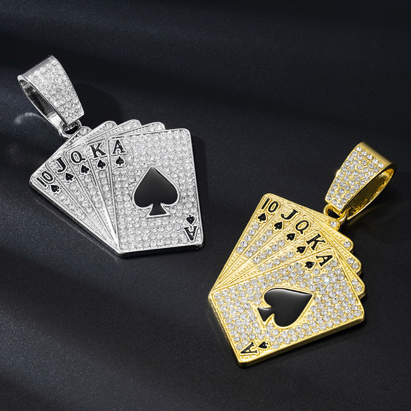 Single Playing Card Big Buckle With Pendants