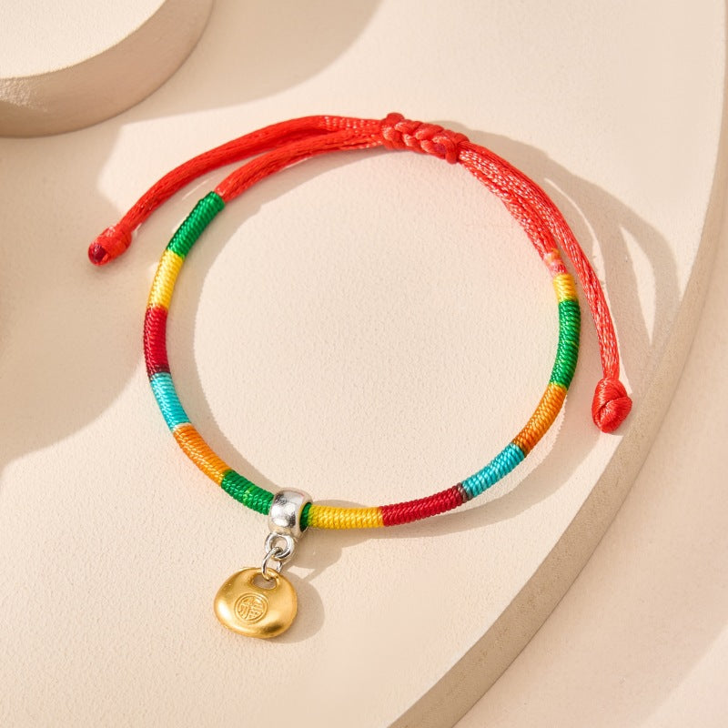 Children's Boat Festival Colorful Rope Hand-woven Alloy Bracelet