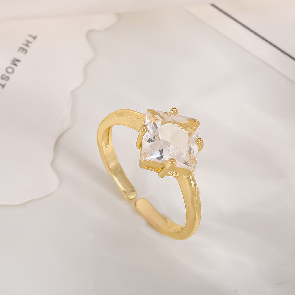 Women's Open-end Zircon Fashionable Classy Simple Cold Feeling Goddess Rings