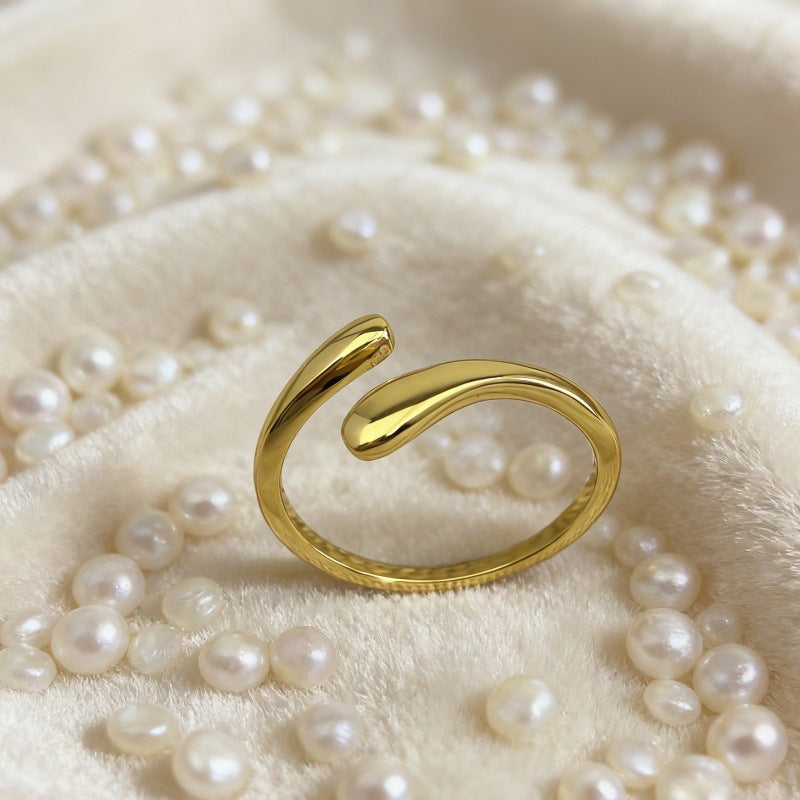 Women's & Men's Couple Water Drop Open Fashion Temperament Entry Ring
