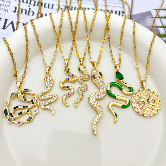 Snake-shaped Copper Female Fashion Personalized Minority Necklaces