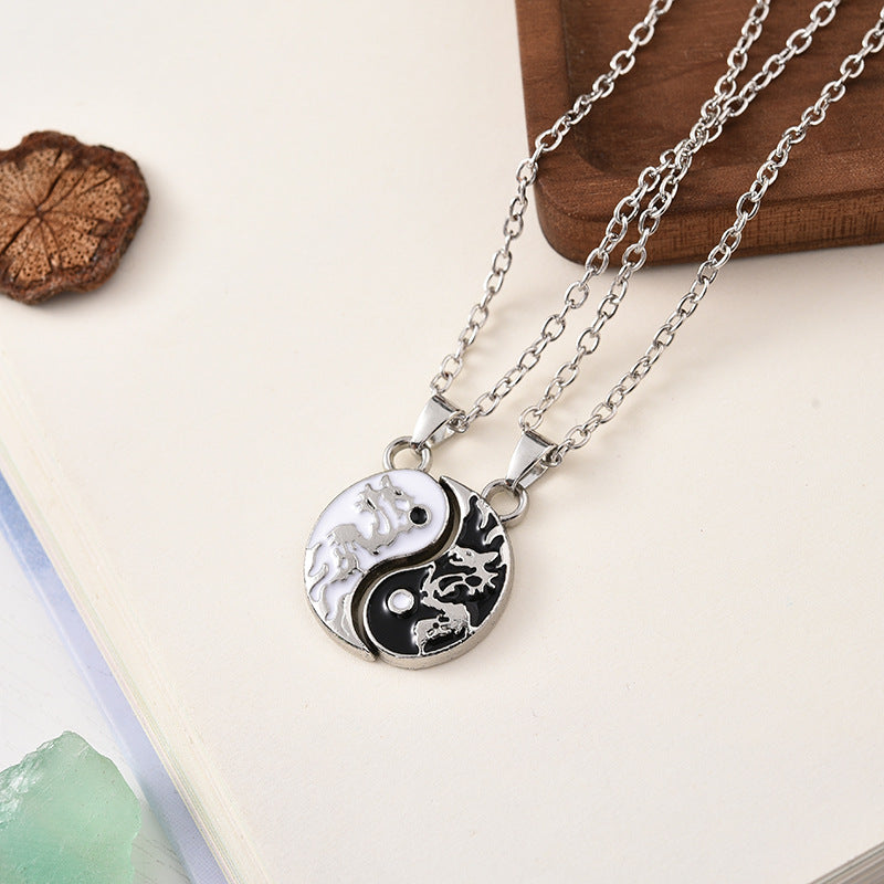 Popular Sun Moon Lovers Appetizer Stitching Necklace
