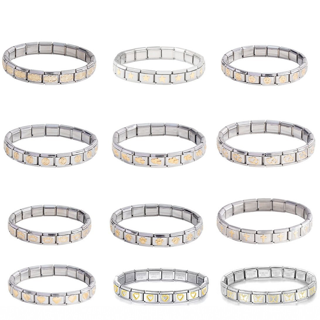 Steel Module Elastic Vacuum Plating Real Gold Bracelet