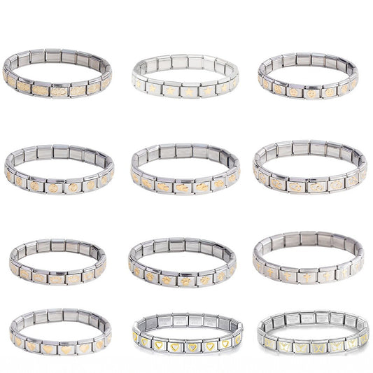 Steel Module Elastic Vacuum Plating Real Gold Bracelet