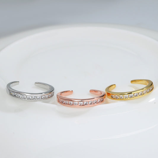 Real Gold Plating Simple Round Diamond Light Luxury Minority Temperament Ring