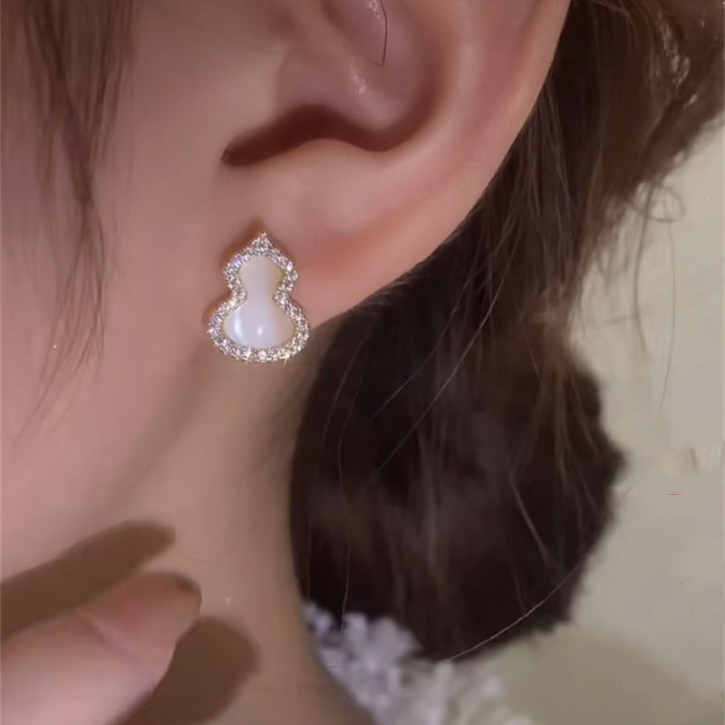 Style Natural Shell Gourd Ear Small Versatile Fu Lu Stud Earrings