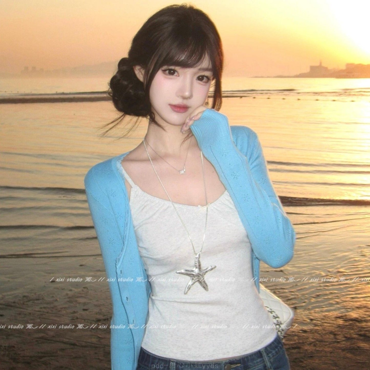Women's Sweet Sier Starfish Long Vacation Style Twin Exaggerated Personal Decoration Pendants