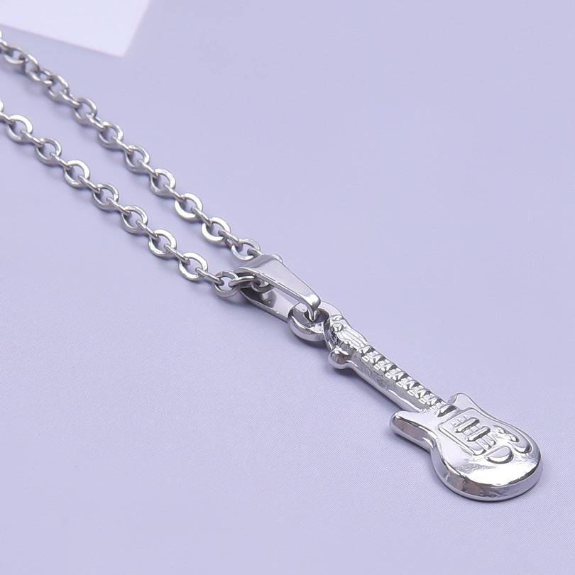 Steel Bass Guitar Personality Simple Female Pendants