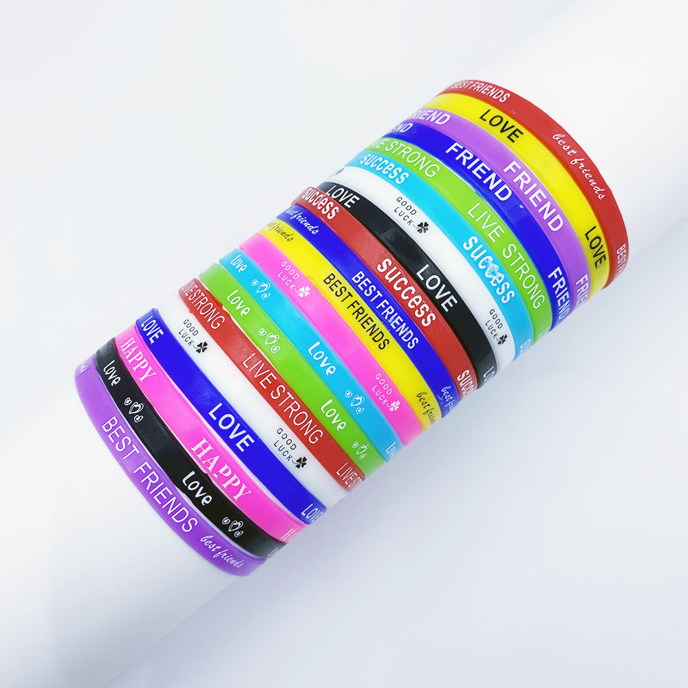 Color Sports Style With Letters Fashion Printing Rubber Bracelet