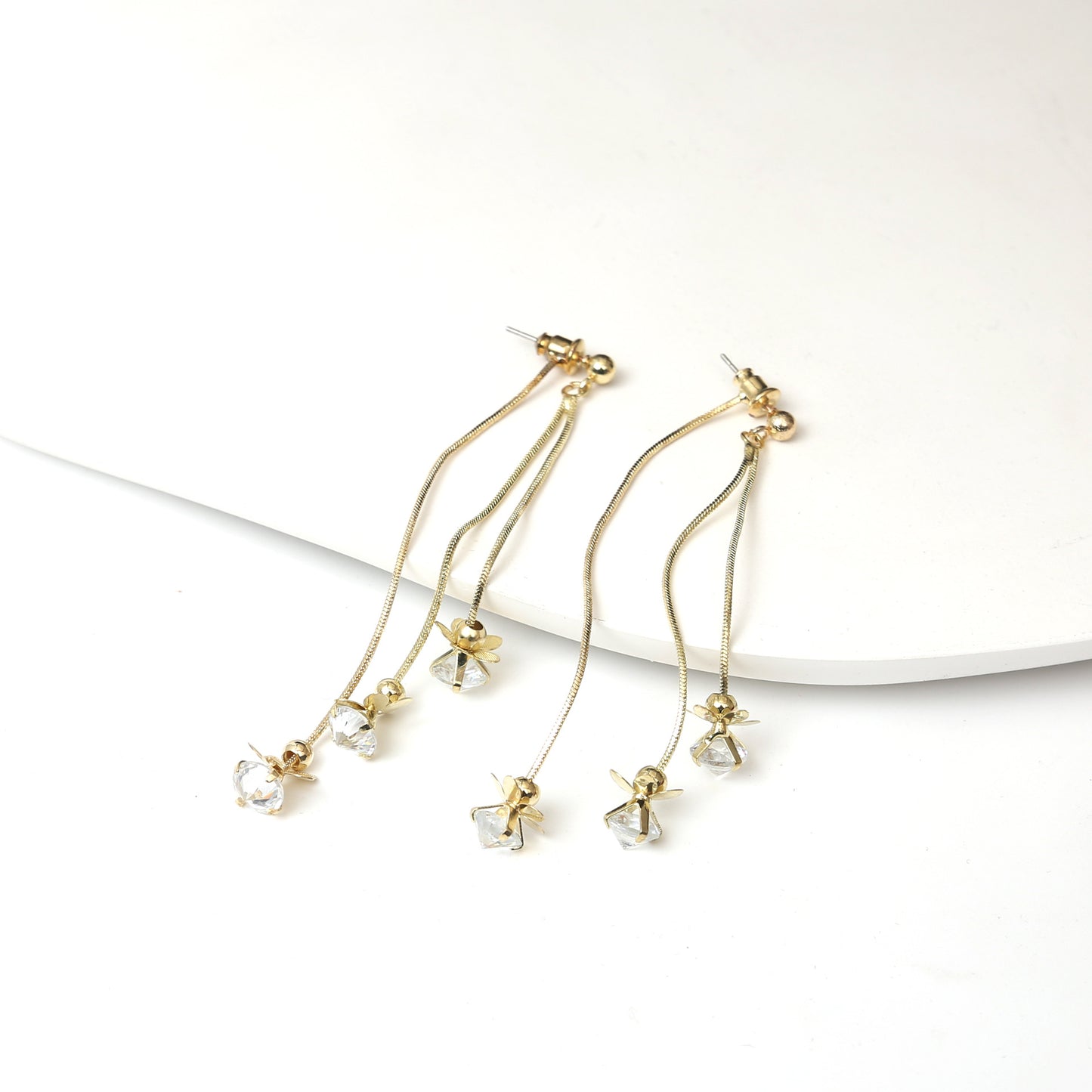 Diamond Butterfly Flower Pearl Graceful Fashionable Long Earrings