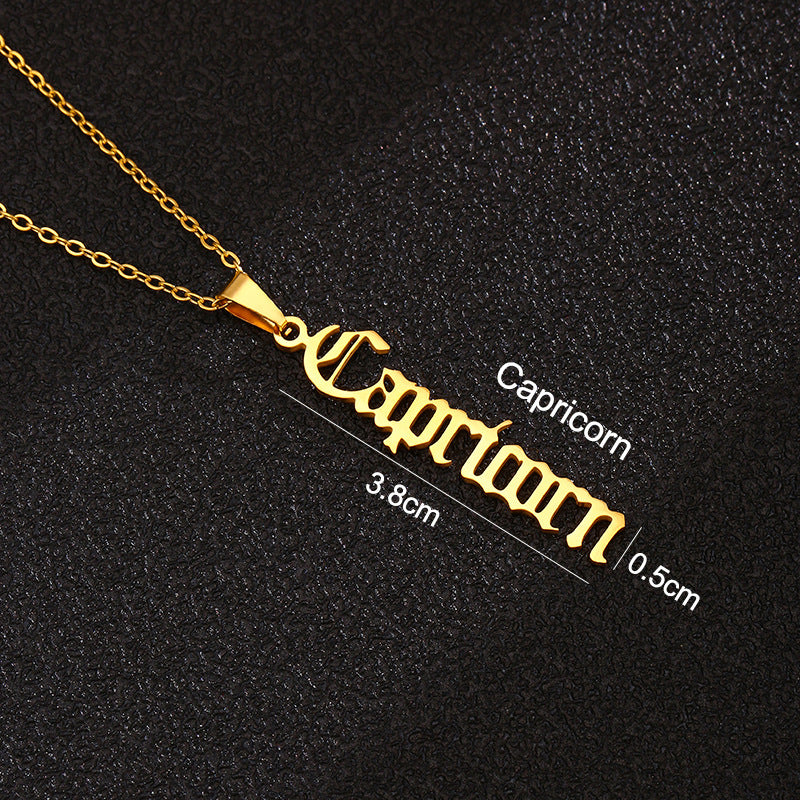 Women's & Men's Constellations Stainless Steel English Letters Titanium Clavicle Pendants