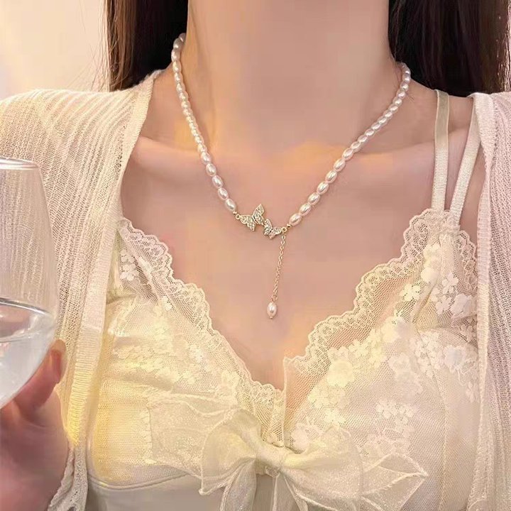 Women's Bow Pearl Tassel For Light Luxury Necklaces