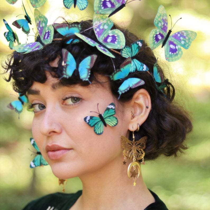 Moon Star Hollow Cute Butterfly Female Retro Earrings