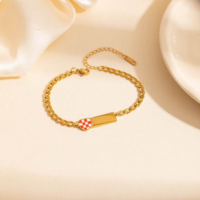 Stainless Steel Bow Square Plate Female Cartoon Mickey Titanium Drip Bracelets